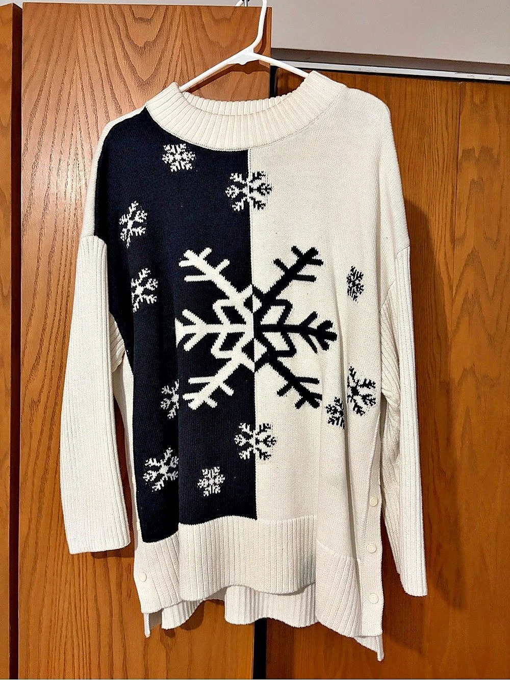 T by Talbots Color Block Snowflake Sweater Size 2X Like New